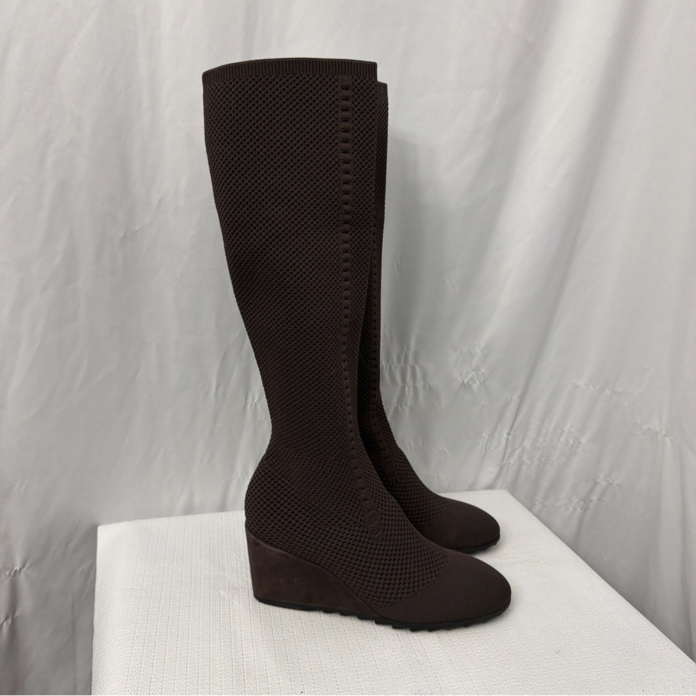 Eileen Fisher Kasana Knit Knee High Wedge Boots Women's 9